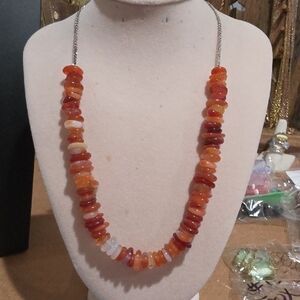 Carnelian Bead Necklace in Warm Orange Tones - Women's Jewelry